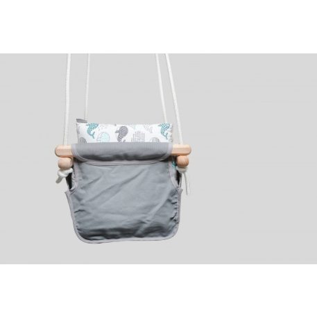 Leagăn Incababy Junior în culoare gri-alb cu imprimeu balenă