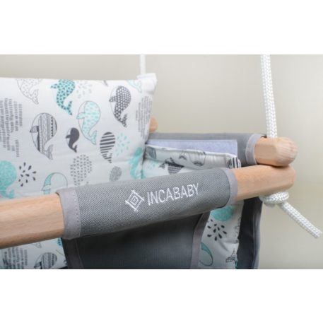 Leagăn Incababy Junior în culoare gri-alb cu imprimeu balenă