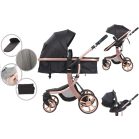 Mama Kiddies Sun Black ELITE 3in1 este un cărucior pentru copii disponibil în culoarea neagră, echipat cu accesorii + Cadou