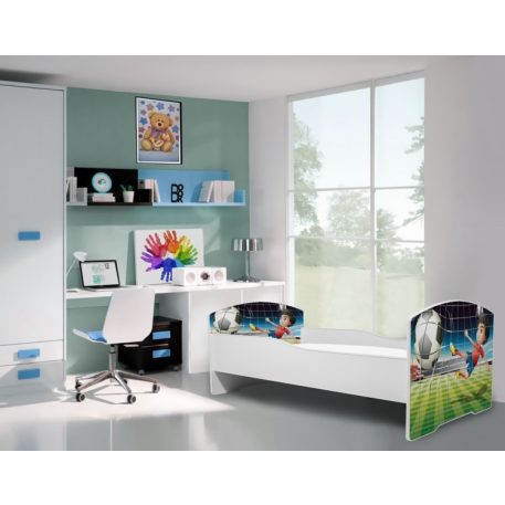 Pat pentru copii Mama Kiddies 160x80, model fotbal - cu saltea 