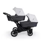 Mama Kiddies Gemini 3az1-ben ikerbabakocsi kiegészítőkkel világosszürke-fekete színben + ajándék