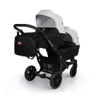 Mama Kiddies Gemini 3az1-ben ikerbabakocsi kiegészítőkkel világosszürke-fekete színben + ajándék