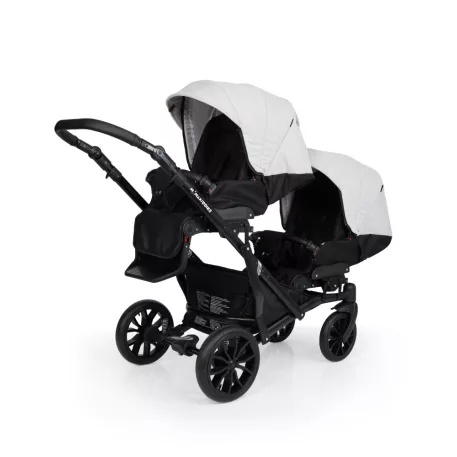 Mama Kiddies Gemini 3az1-ben ikerbabakocsi kiegészítőkkel világosszürke-fekete színben + ajándék
