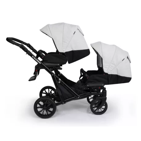 Mama Kiddies Gemini 3az1-ben ikerbabakocsi kiegészítőkkel világosszürke-fekete színben + ajándék