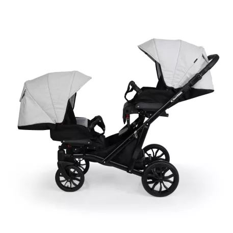 Mama Kiddies Gemini 3az1-ben ikerbabakocsi kiegészítőkkel világosszürke-fekete színben + ajándék