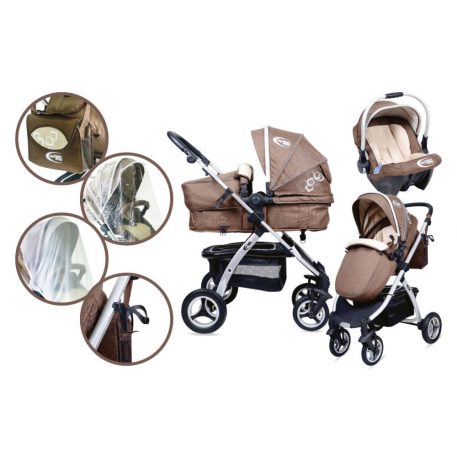 Mama Kiddies BabyBird Lift 3az1-ben babakocsi kiegészítőkkel barna színben + Ajándék