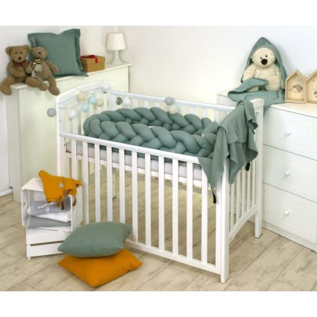 Apărătoare laterală împletită pentru pătuț și cuibușor 2în1 - Pure Salvia - 240 cm