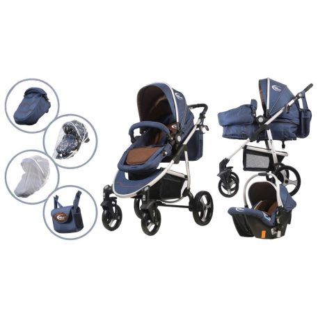 Mama Kiddies Blue Jeans 3az1-ben babakocsi kiegészítőkkel kék színben + Ajándék