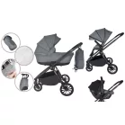 Mama Kiddies Unique cărucior multifuncțional 3 în 1 cu accesorii, culoare graphite + Cadou