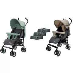   Mama Kiddies® Vento cărucior sportiv dublu (pentru gemeni) în combinație de culoare verde/bej/gri + cadou: huse de ploaie