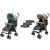 Mama Kiddies® Vento cărucior sportiv dublu (pentru gemeni) în combinație de culoare verde/bej/gri + cadou: huse de ploaie