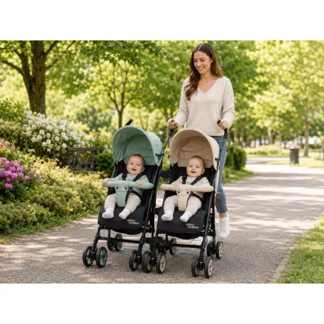 Cărucior pentru gemeni conectabil Mama Kiddies Vento.