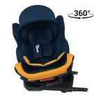 Scaun auto de siguranță Mama Kiddies Champion cu ISOFIX, rotativ 360° (0-36 kg) albastru-galben cu copertină cadou (certificat TUV)
