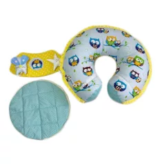   Pernă transformabilă pentru bebeluși Mama Kiddies MyKids pentru șezut – model bufniță albastru-galben