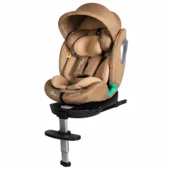   Scaun auto Mama Kiddies iSize Journey Extra cu ISOFIX, rotativ 360° (40–150 cm), culoare bej, cu picior de sprijin, parasolar cadou și suport pentru picioare