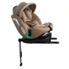 Scaun auto Mama Kiddies iSize Journey Extra cu ISOFIX, rotativ 360° (40–150 cm), culoare bej, cu picior de sprijin, parasolar cadou și suport pentru picioare
