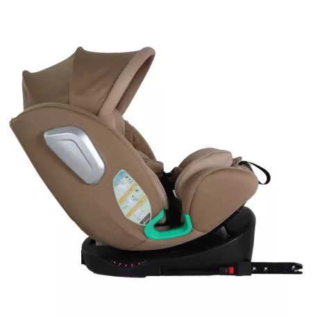 Scaun auto Mama Kiddies iSize Journey Extra cu ISOFIX, rotativ 360° (40–150 cm), culoare bej, cu picior de sprijin, parasolar cadou și suport pentru picioare