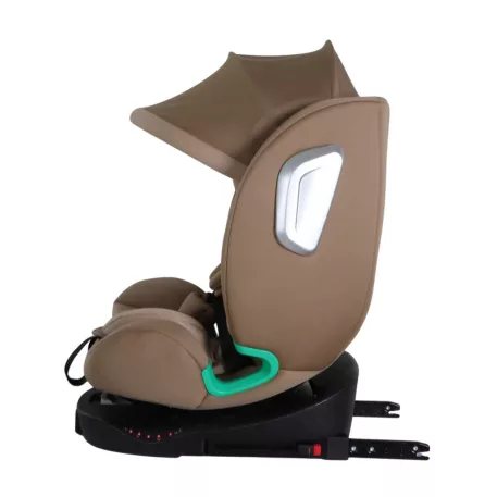 Scaun auto Mama Kiddies iSize Journey Extra cu ISOFIX, rotativ 360° (40–150 cm), culoare bej, cu picior de sprijin, parasolar cadou și suport pentru picioare