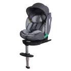 Scaun auto de siguranță Mama Kiddies iSize Journey Extra (40–150 cm), rotativ la 360° și cu sistem ISOFIX, de culoare gri, cu picior de sprijin, parasolar cadou și suport pentru picioare.