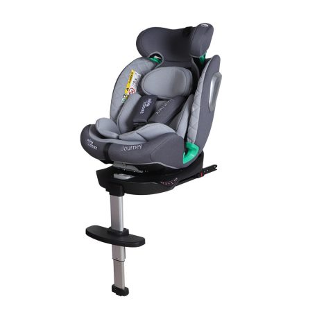 Scaun auto Mama Kiddies iSize Journey Extra cu ISOFIX, rotativ 360° (40–150 cm), culoare gri, cu picior de sprijin, parasolar cadou și suport pentru picioare