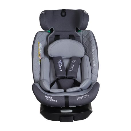 Scaun auto Mama Kiddies iSize Journey Extra cu ISOFIX, rotativ 360° (40–150 cm), culoare gri, cu picior de sprijin, parasolar cadou și suport pentru picioare