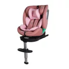 Scaun auto Mama Kiddies iSize Journey Extra cu ISOFIX, rotativ 360° (40–150 cm), culoare roz, cu picior de sprijin, parasolar cadou și suport pentru picioare