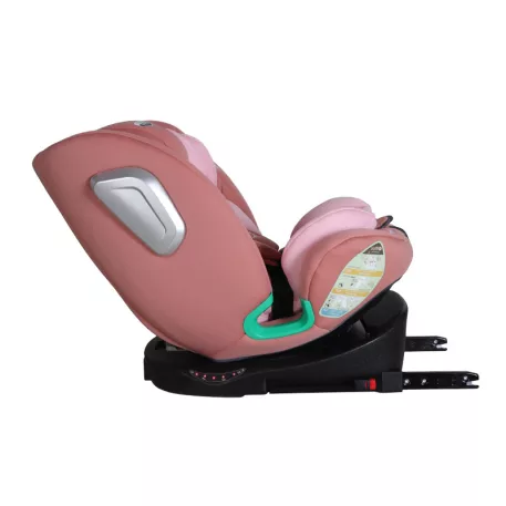 Scaun auto Mama Kiddies iSize Journey Extra cu ISOFIX, rotativ 360° (40–150 cm), culoare roz, cu picior de sprijin, parasolar cadou și suport pentru picioare