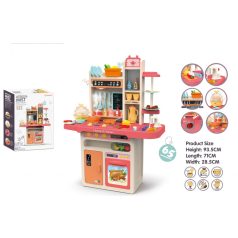   Set bucătărie de joacă Mama Kiddies KitchenKing 65 piese, în culoare roz-portocaliu