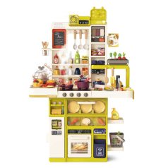   Mama Kiddies Bucătărie interactivă „Spraying Kitchen” – set de 121 piese, înălțime 103 cm, cu efecte de lumină și sunet, culoare galben-verde