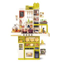   Mama Kiddies Bucătărie interactivă „Spraying Kitchen” – set de 121 piese, înălțime 103 cm, cu efecte de lumină și sunet, culoare galben-verde