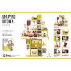 Mama Kiddies Bucătărie interactivă „Spraying Kitchen” – set de 121 piese, înălțime 103 cm, cu efecte de lumină și sunet, culoare galben-verde