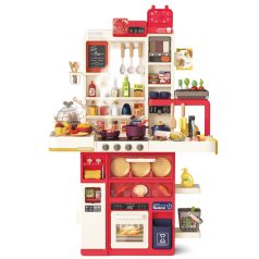   Mama Kiddies Bucătărie interactivă „Spraying Kitchen” – set de 121 piese, înălțime 103 cm, cu efecte de lumină și sunet, culoare roșie