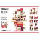 Mama Kiddies Bucătărie interactivă „Spraying Kitchen” – set de 121 piese, înălțime 103 cm, cu efecte de lumină și sunet, culoare roșie