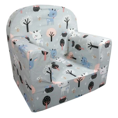 Fotoliu bebeluși Premium, gri cu model de căprioară
