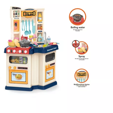 Bucătărie de joacă Mama Kiddies Talented Chef de 67 piese, în culoare albastru