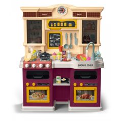    Home Chef Set de bucătărie mov de jucărie pentru copii cu accesorii, 85 piese