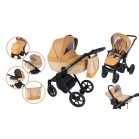 Cărucior multifuncțional 3în1 Mama Kiddies Legend Collection piele ecologică, culoare bej + cadou