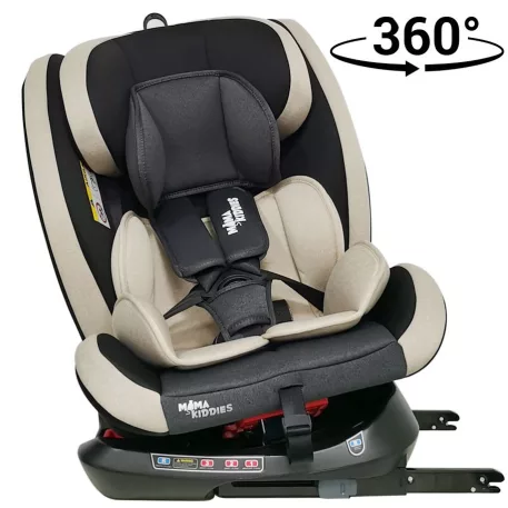 Scaun auto sigur ISOFIX rotativ în 360° Mama Kiddies Rotary Protect GT (0-36 kg) bej cu copertină cadou (certificat TUV)