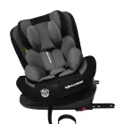 Scaun auto de siguranță rotativ ISOFIX 360° Mama Kiddies Racing (40 - 125 cm) în culoarea gri-negru + Pernă de protecție cadou