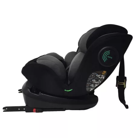 Scaun auto de siguranță rotativ ISOFIX 360° Mama Kiddies Racing (40 - 125 cm) în culoarea gri-negru + Pernă de protecție cadou