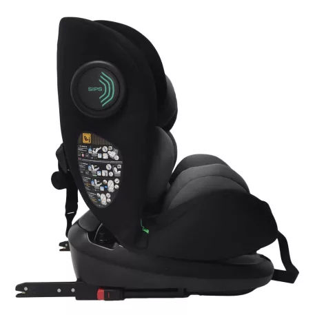 Scaun auto de siguranță rotativ ISOFIX 360° Mama Kiddies Racing (40 - 125 cm) în culoarea gri-negru + Pernă de protecție cadou