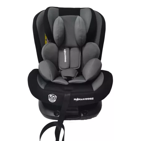 Scaun auto de siguranță rotativ ISOFIX 360° Mama Kiddies Racing (40 - 125 cm) în culoarea gri-negru + Pernă de protecție cadou
