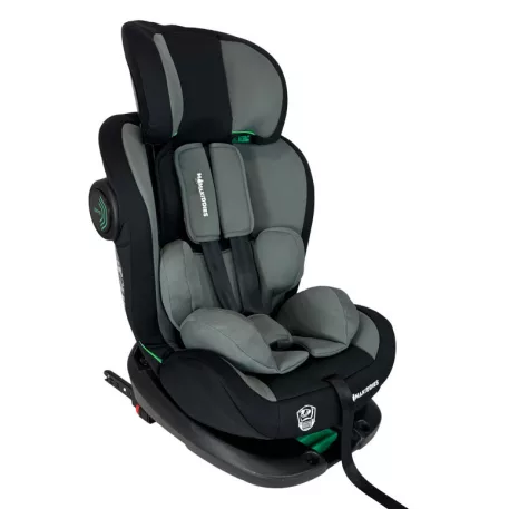 Scaun auto de siguranță rotativ ISOFIX 360° Mama Kiddies Racing (40 - 125 cm) în culoarea gri-negru + Pernă de protecție cadou