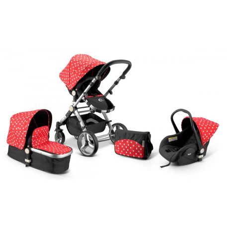 Mama Kiddies Prémium BabyBee (Australian Edition) 3 az 1-ben babakocsi kiegészítőkkel piros-fekete-fehér színben + Ajándék