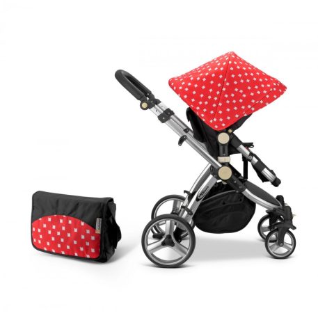 Mama Kiddies Prémium BabyBee (Australian Edition) 3 az 1-ben babakocsi kiegészítőkkel piros-fekete-fehér színben + Ajándék