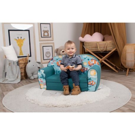 Fotoliu dublu pentru copii Mama Kiddies Premium extensibil – Clown Fish