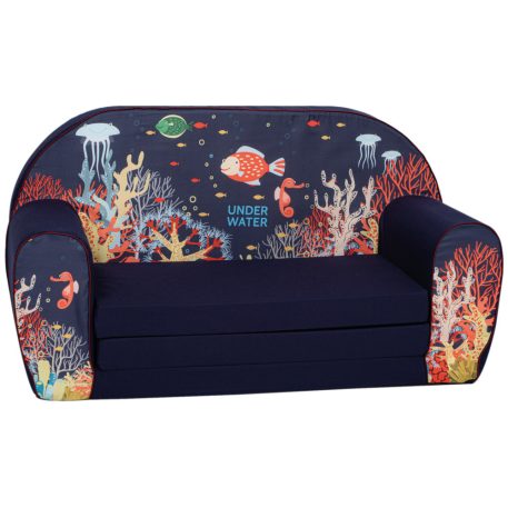 Fotoliu dublu pentru copii Mama Kiddies Premium extensibil – Under the sea