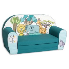   Fotoliu dublu pentru copii Mama Kiddies Premium extensibil – Animals on Bayou