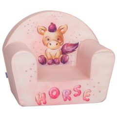 Fotoliu premium pentru copii Mama Kiddies – Pink Horse