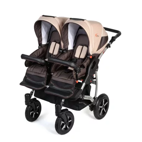 Mama Kiddies TWIN 3az1-ben ikerbabakocsi kiegészítőkkel barna-bézs színben + Ajándék